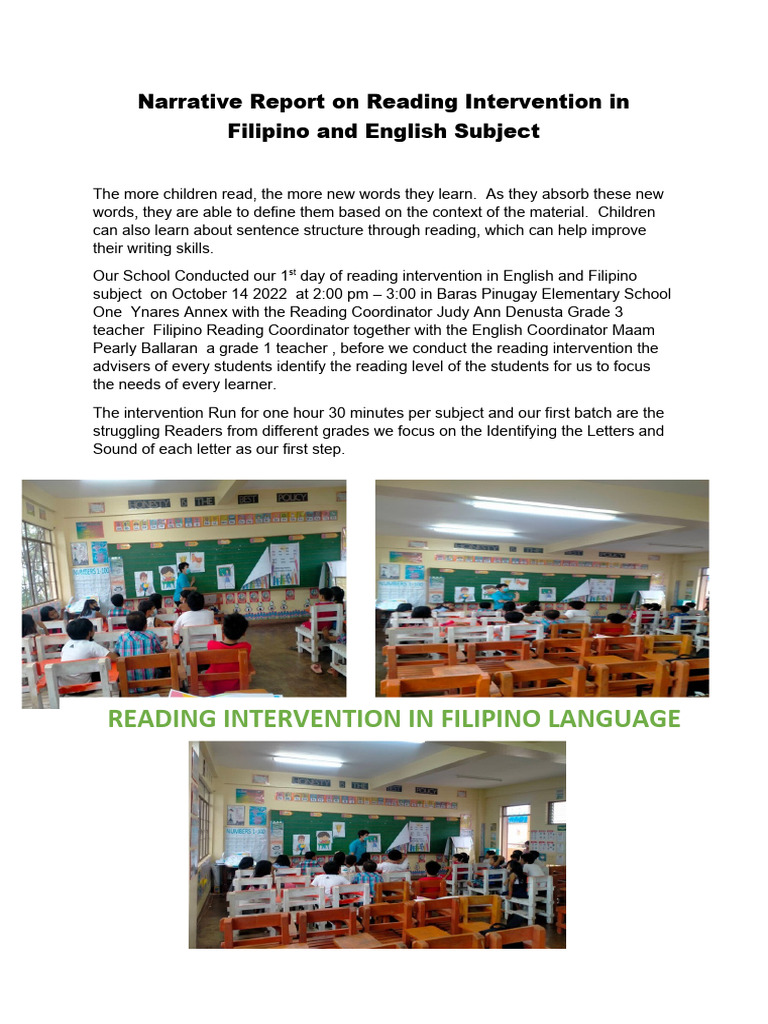 Narrative On Reading Intervention PDF