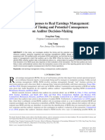 Auditors ' Responses To Real Earnings Management: The Effects of Timing and Potential Consequences On Auditor Decision-Making