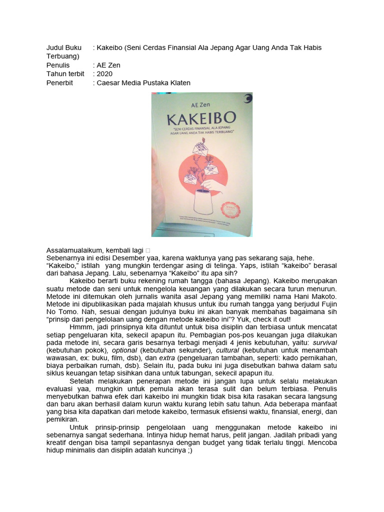 Metode Kakeibo untuk Keuangan Cerdas | PDF