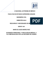 Extensión Territorial y Población de México, y Su Comparación Con Las Naciones Del Mundo en Estos Aspectos.