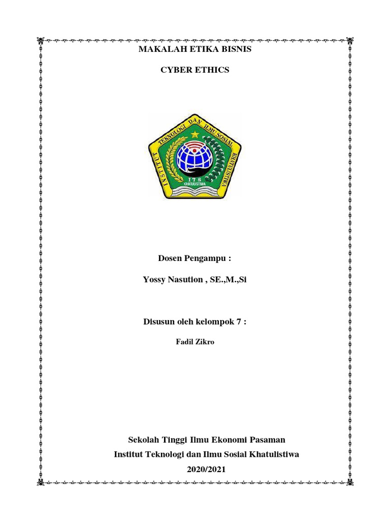 Makalah Cyber Ethics | PDF