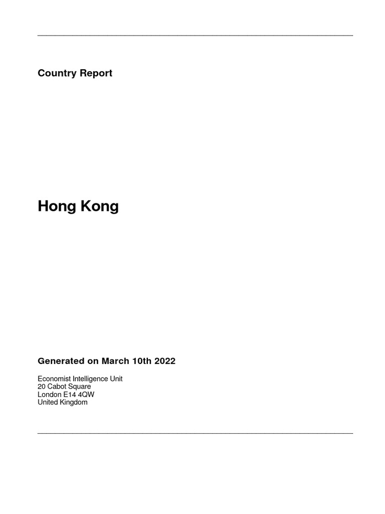 Country Report Hong Kong March | PDF | Government Budget Balance ...