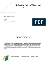 Finding The Refractive Index of Water and Oil