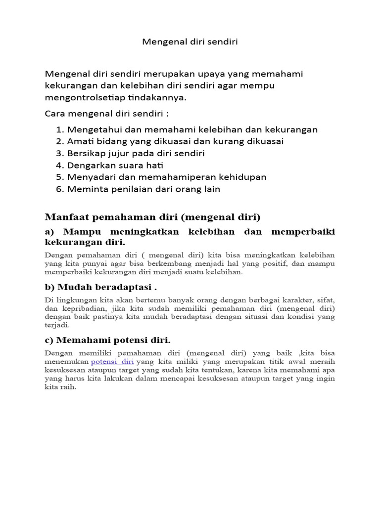 Mengenal Diri Sendiri Bk Pdf