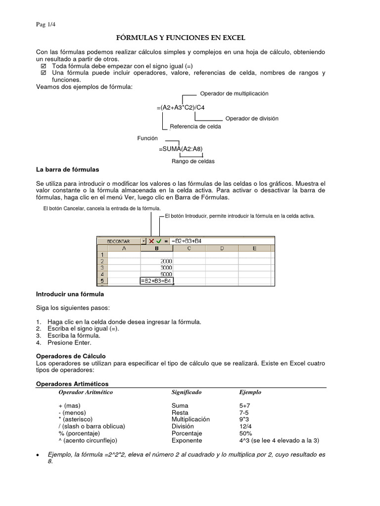 Fórmulas para elevar al cuadrado en Excel | PDF | Informática ...