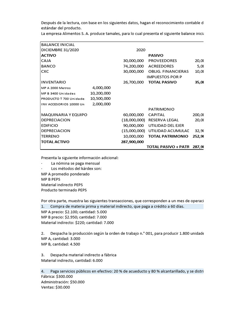 Taller Costo Estándar Pdf Depreciación Contabilidad