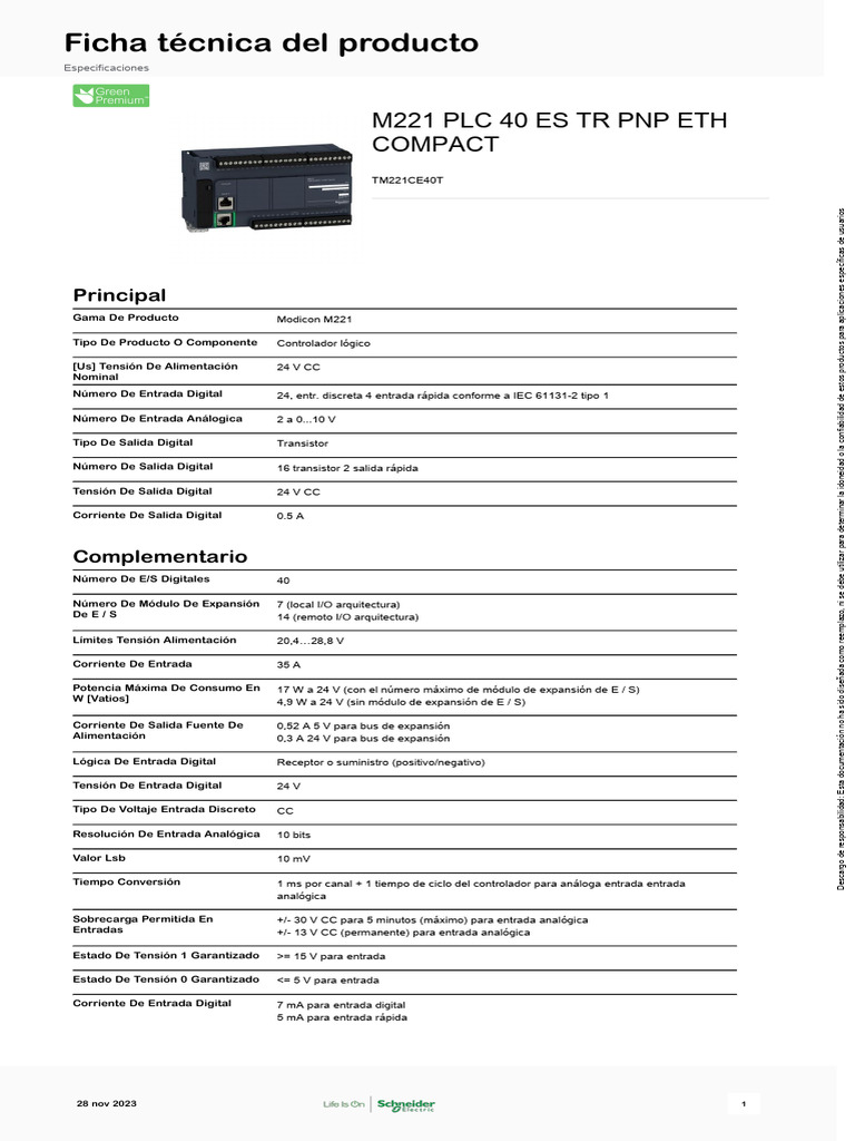 Manual TM221CE40T Modicon M221 PLC | PDF | Tecnología de información y ...
