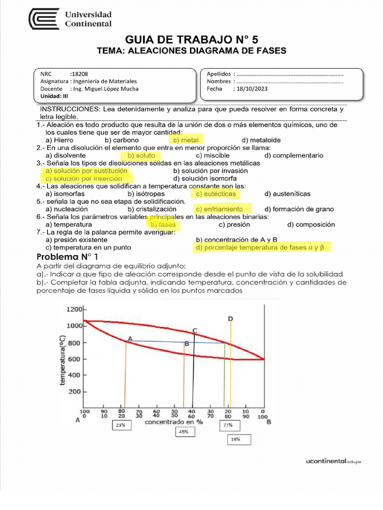 Guia de Práctica #6 Aleaciones y Diagrama de Fases | PDF