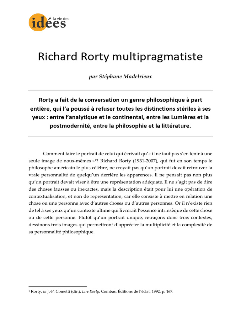 Rorty 3 2 | PDF | Philosophie analytique | Empirisme