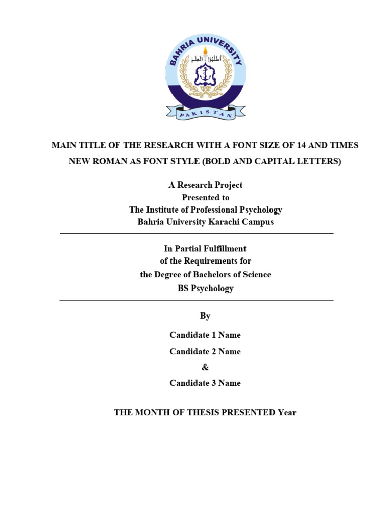 Bahria University BS Psychology Thesis Format | PDF | Thesis | Paragraph