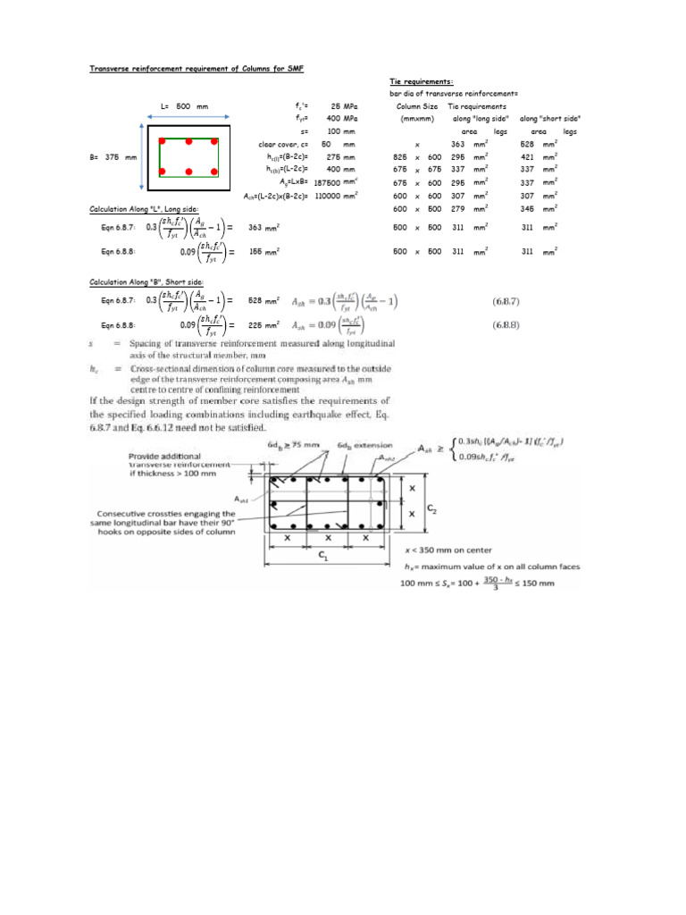 SMF Column Ties Calculation | PDF