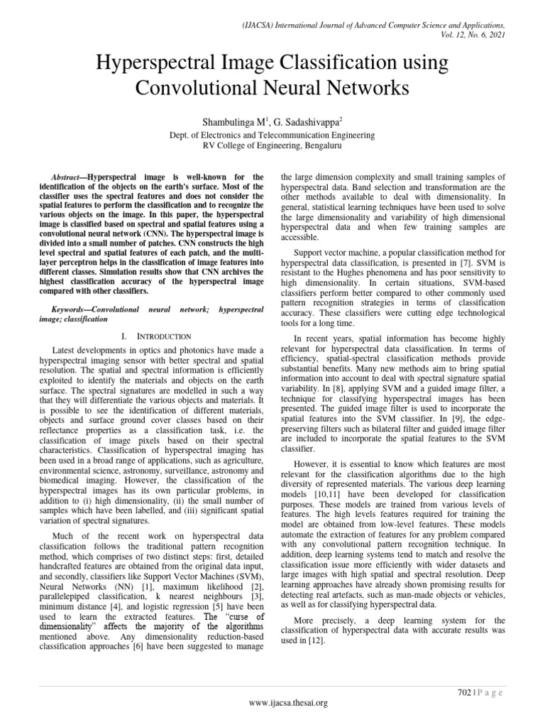 Hyperspectral Image Classification with CNN | PDF | Statistical ...