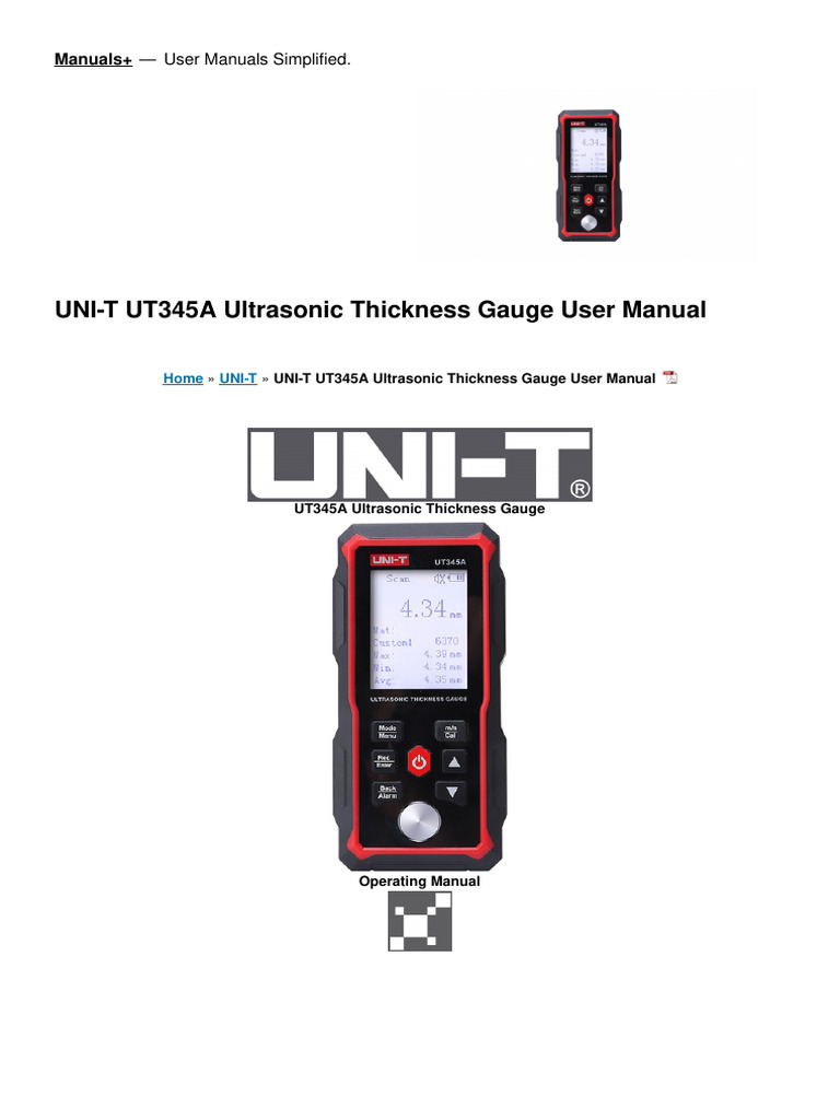 Ut345a Ultrasonic Thickness Gauge Manual PDF Ultrasound Materials