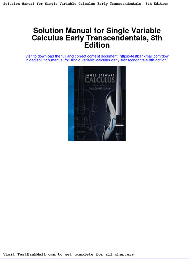 Solution Manual For Single Variable Calculus Early Transcendentals 8th