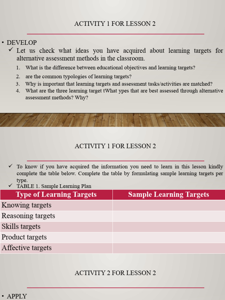 Learning Targets and Assessment Methods | PDF | Statistics | Learning