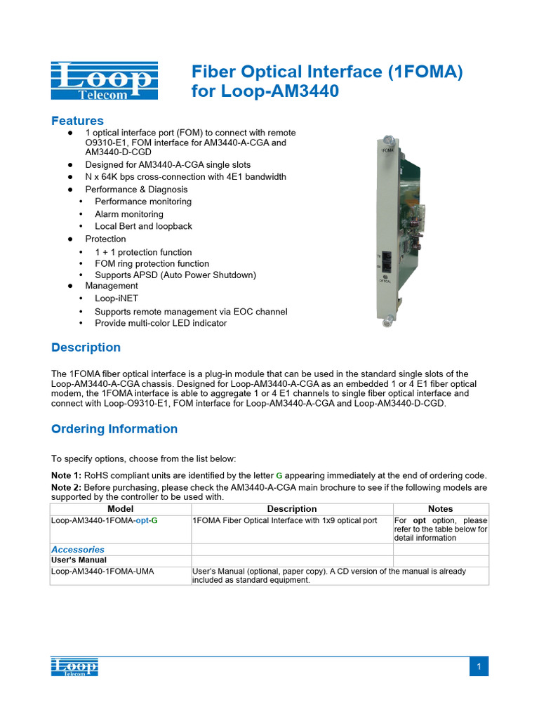 AM3440 CC4A 1FOMA v1 B | Download Free PDF | Optical Fiber | Physical ...