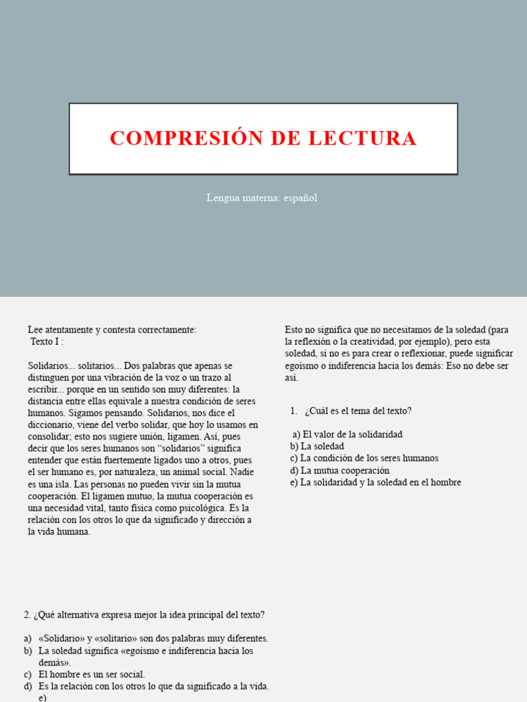 Compresio?n de Lectura | PDF | Amor | Egoismo psicologico