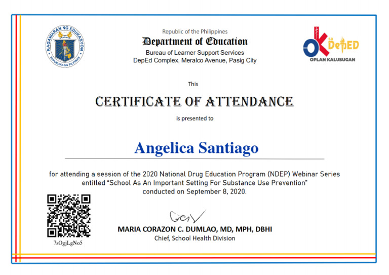 Certificate of Attendance PDF