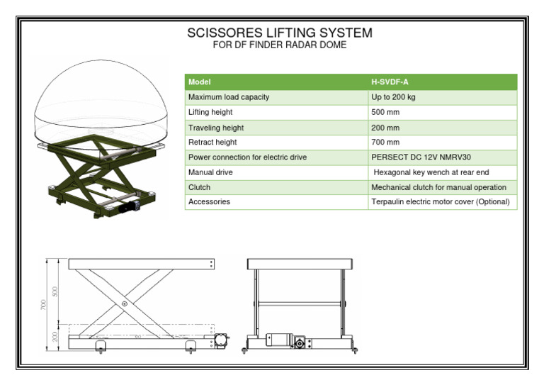 SCISSORES LIFTING SYSTEM - Technical Specification | PDF