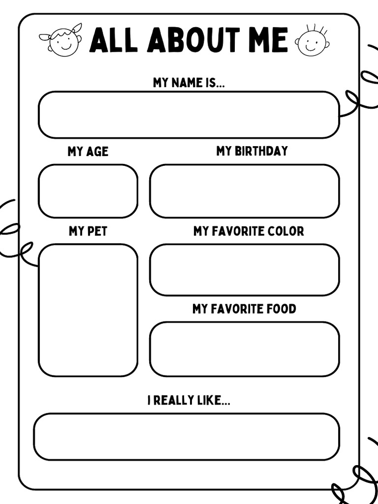 Black and White All About Me Activity Worksheet - 20231129 - 143824 ...