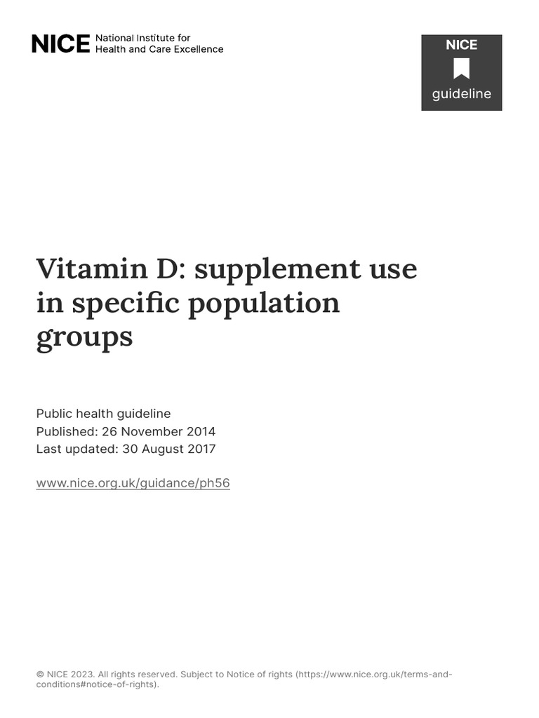 Vitamin D Supplement Use in Specific Population Groups PDF Vitamin