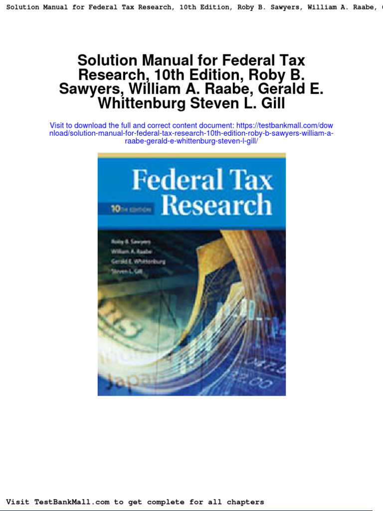 Solution Manual For Federal Tax Research 10th Edition Roby B Sawyers