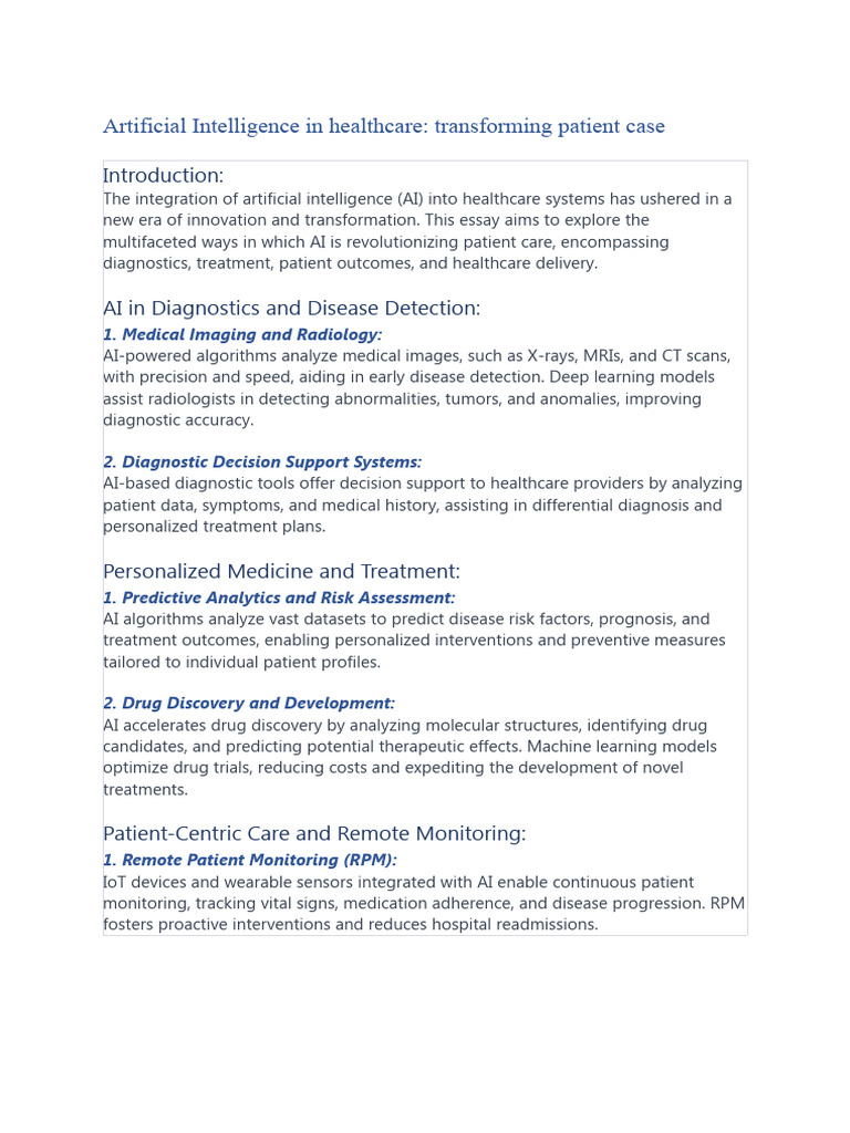 AI Transforming Patient Care in Healthcare | PDF | Personalized ...