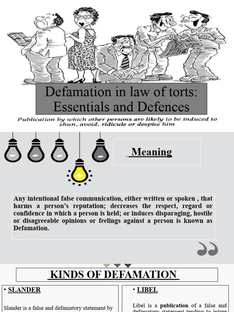 Defamation in Law of Torts PDF Defamation Ethical Principles