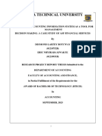 Evaluation Accounting Information System As A Tool For Management Decision Making. CASE STUDY of ASF FINANCIAL SERVICES.