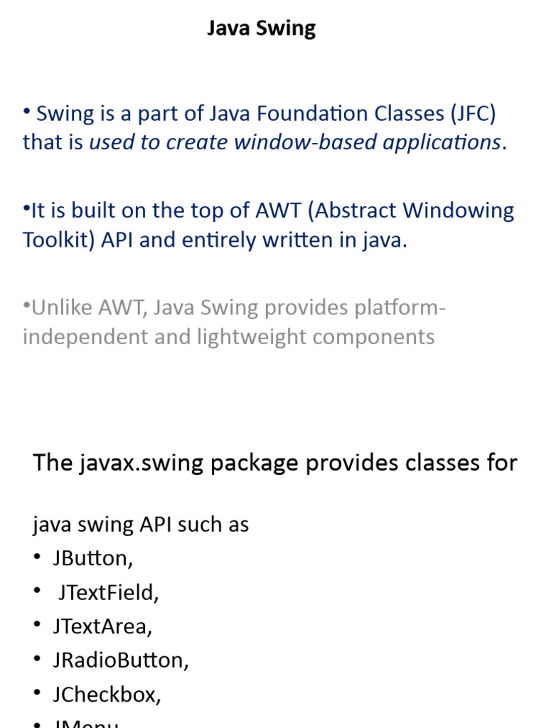 Java Swing | PDF | Software | Programming Paradigms