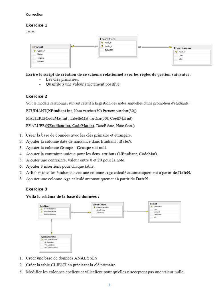 Création de bases de données SQL et contraintes | PDF | Modèle ...