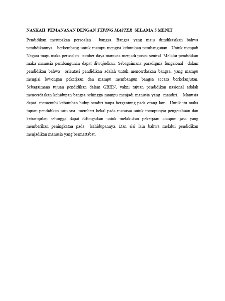 Naskah pemanasan dengan typing master selama 5 menit pdf