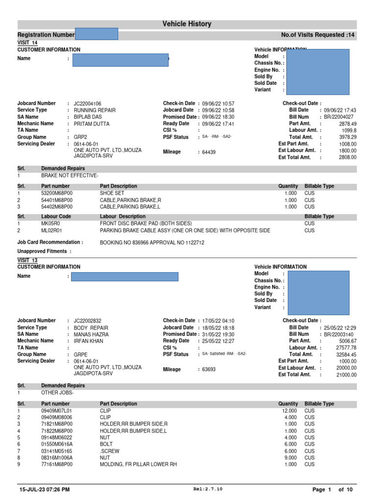 Service 10381296 1689478549 | PDF | Motor Vehicle | Transport