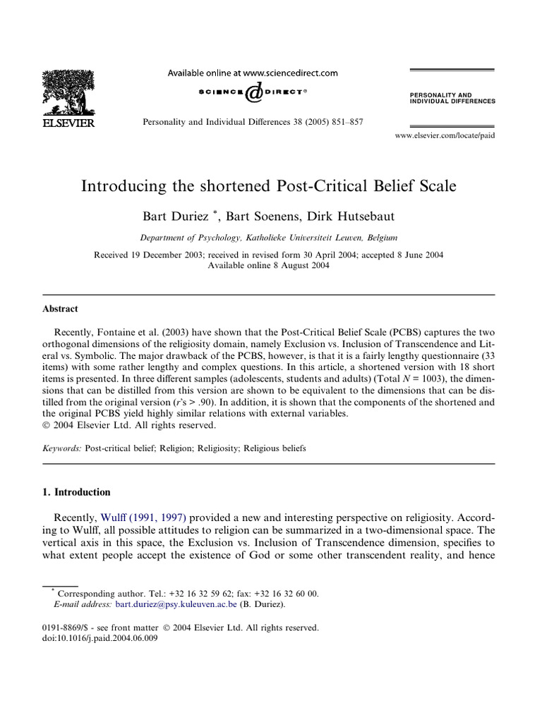 Post Critical Belief Meaning