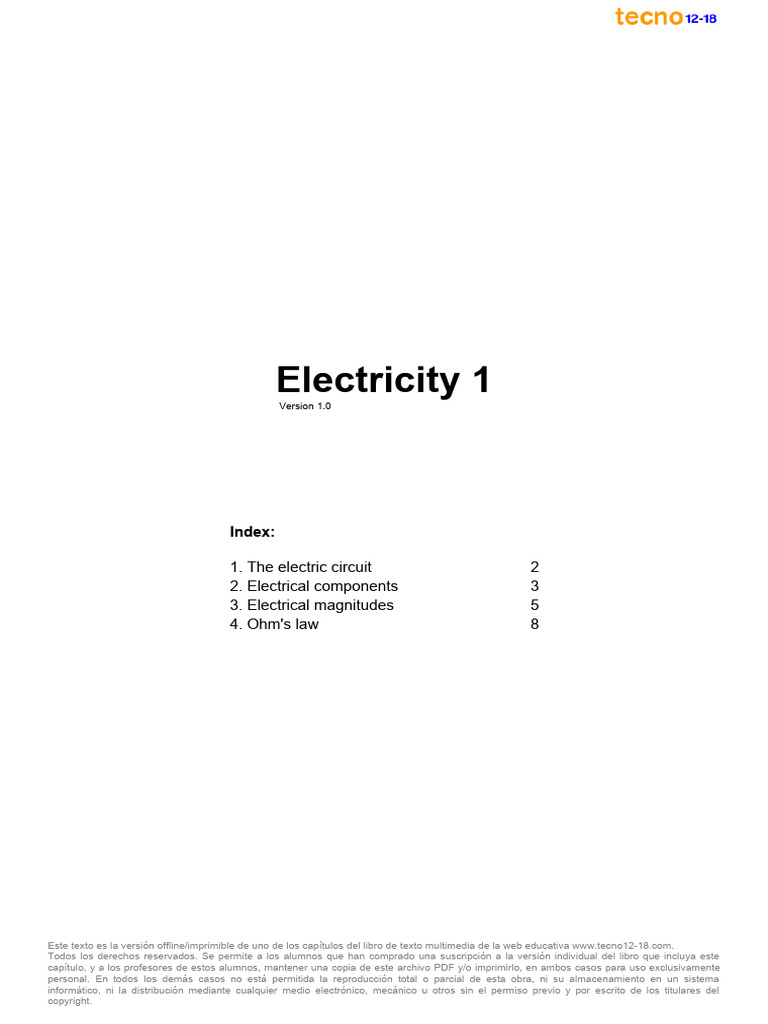 Electricity 1 Tecno 12-18 | PDF | Electric Current | Electrical ...