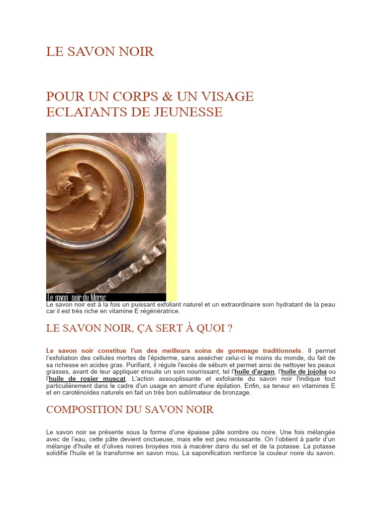 Fabrication et bienfaits du savon noir PDF Savon Pétrole — free download