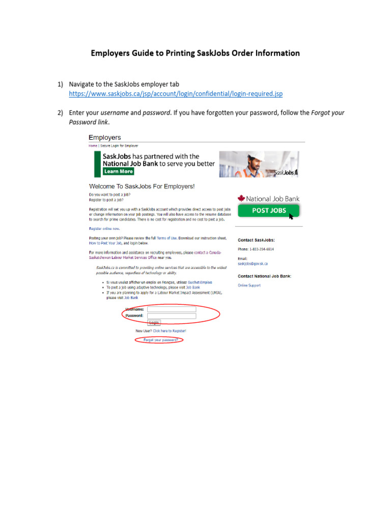 Employers Guide To Printing SaskJobs Order Information | PDF | Computers