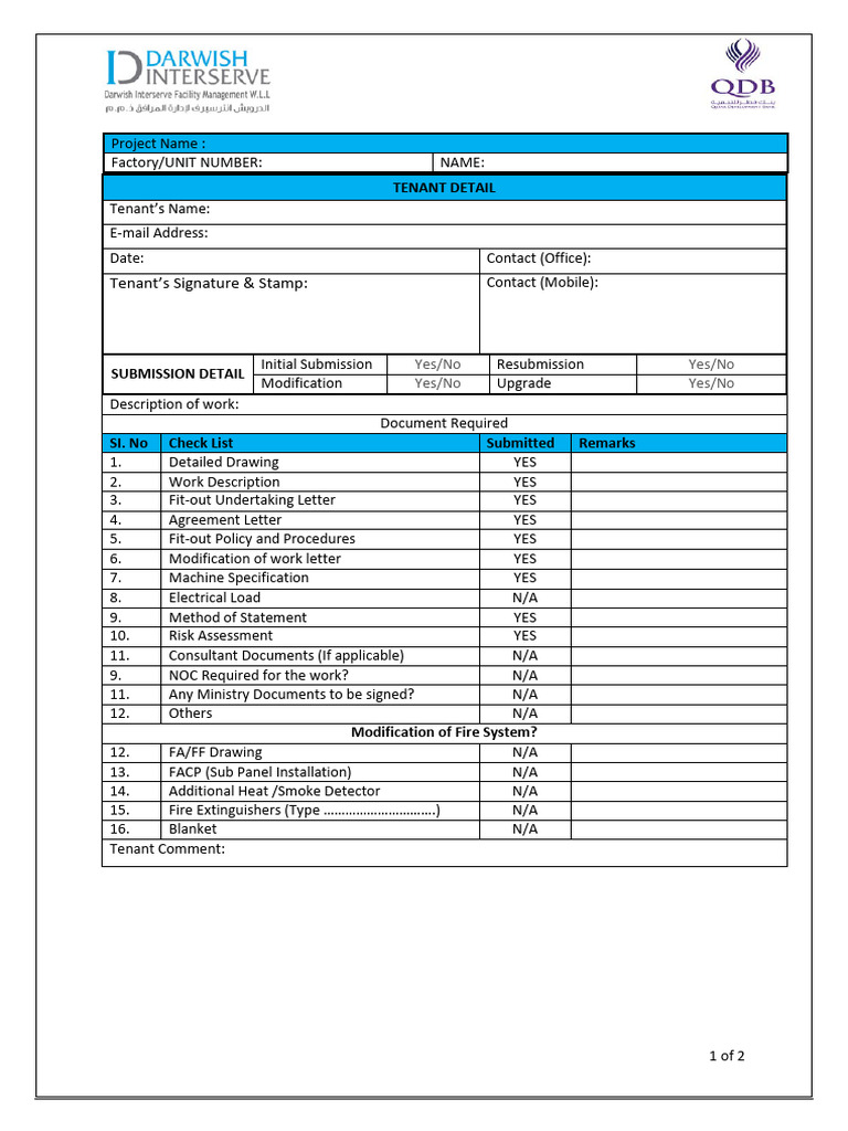 Tenant Fit-Out Submission Checklist | PDF | Safety