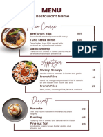 Neutral Classy Minimalist Restaurant Menu