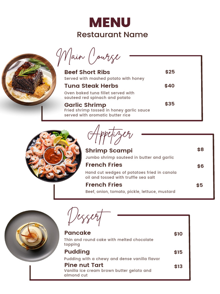 Neutral Classy Minimalist Restaurant Menu | PDF | Soup | Food Ingredients