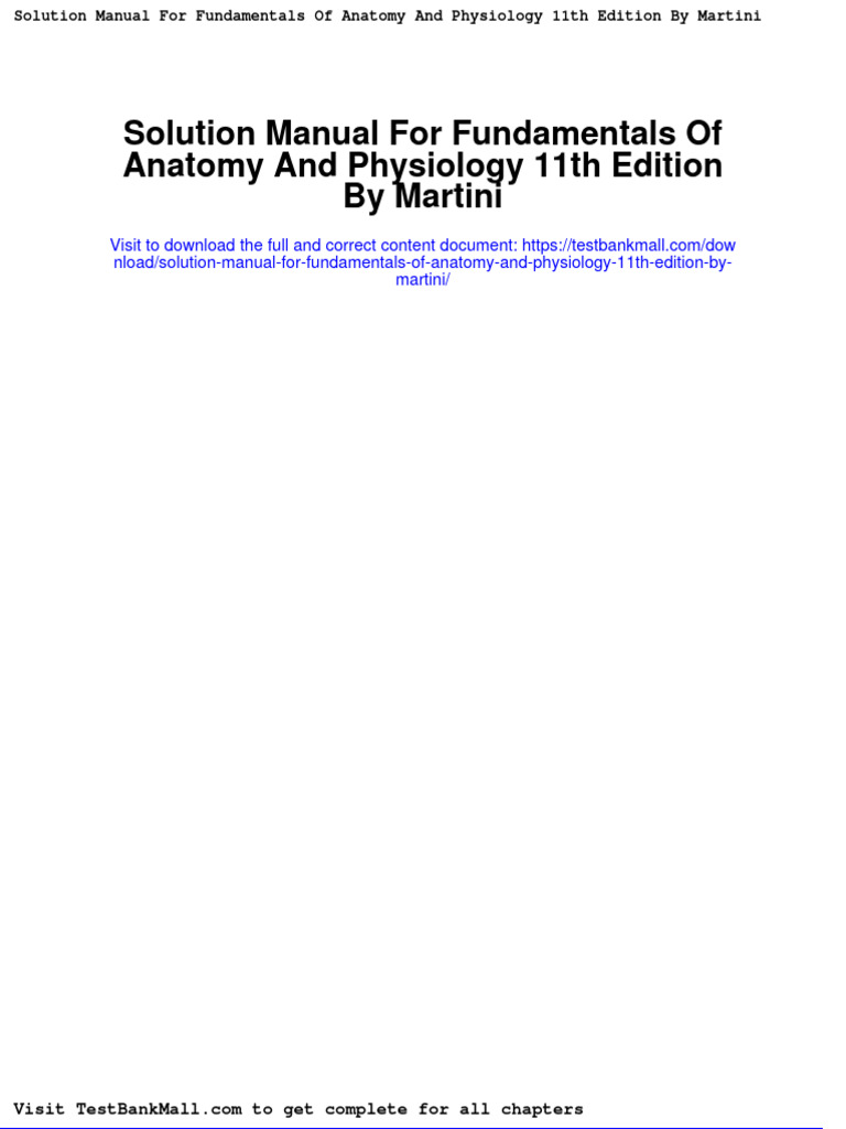 Solution Manual For Fundamentals of Anatomy and Physiology 11th Edition