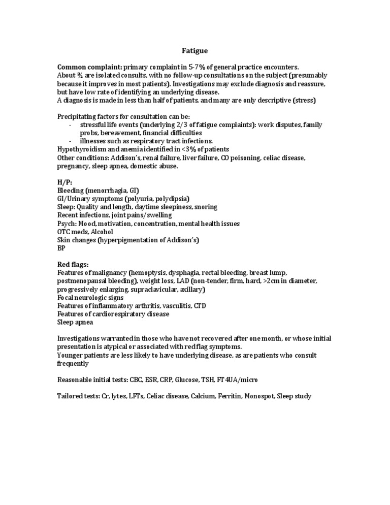 Understanding Fatigue: Causes and Diagnosis | PDF