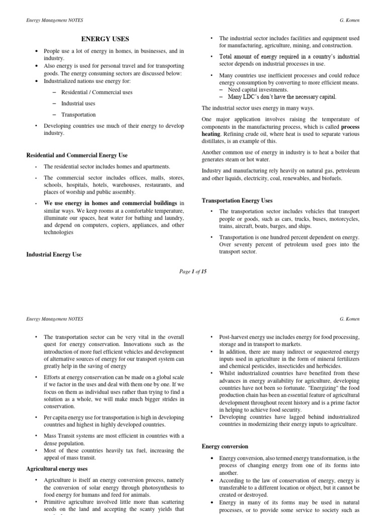 Energy Management Notes PDF Fossil Fuel Power Station Coal