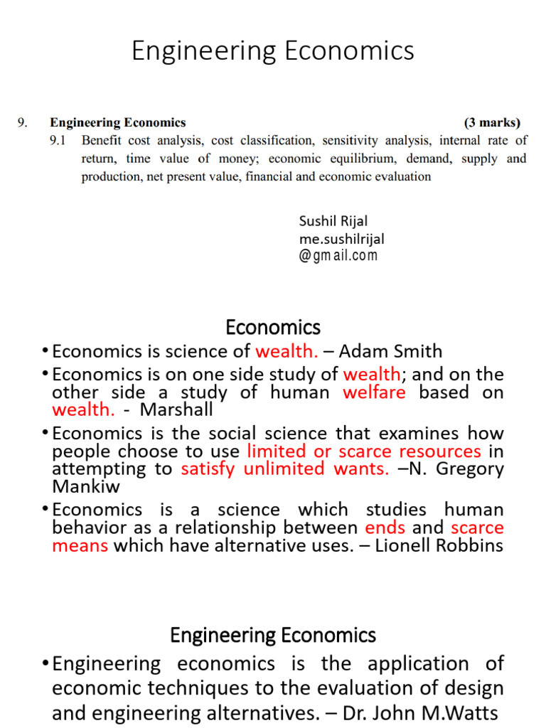 Engineering Economics Principles Explained | PDF | Supply And Demand ...