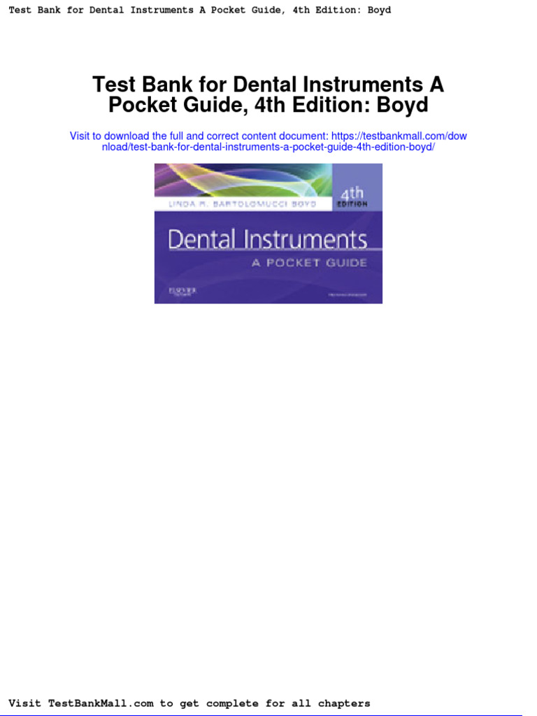Test Bank For Dental Instruments A Pocket Guide 4th Edition Boyd