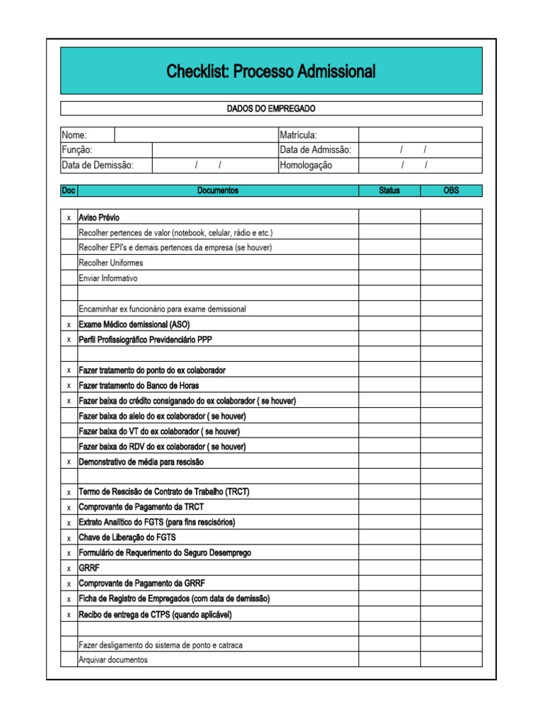 Check List Admissional | PDF
