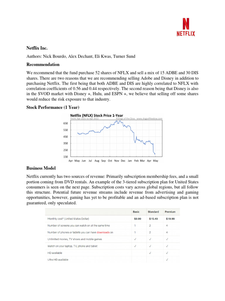 Netflix Report PDF Netflix PriceEarnings Ratio