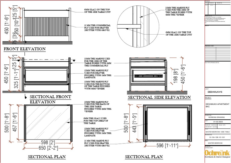 Master Bedroom Side Table Design Drawing PDF
