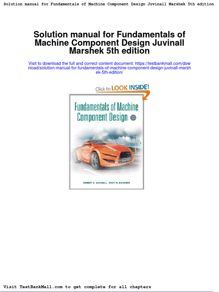 Solution Manual For Fundamentals of Machine Component Design Juvinall