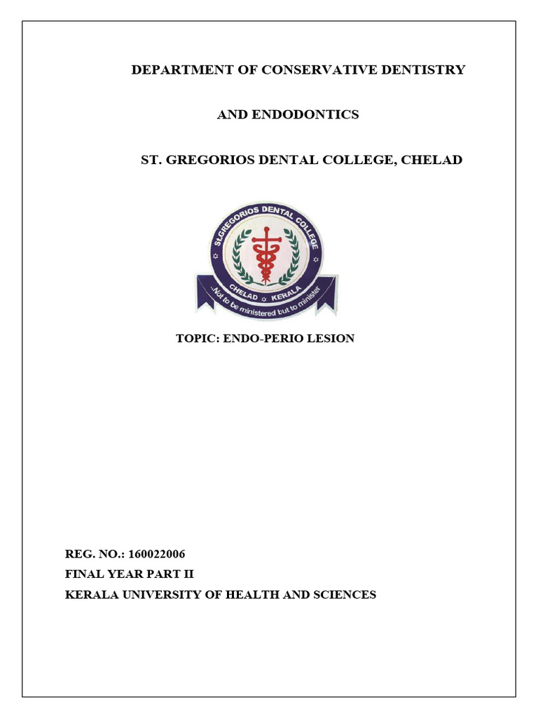 EndoPerio Lesions PDF Periodontology Medical Diagnosis